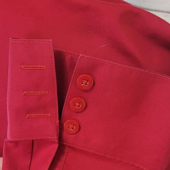 Chico's No-Iron Red Button-Up Top | Size 3 (XL/16) | Long Sleeve - Picture 3 of 4